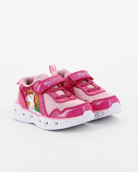 Immagine di MAGIC DREAMS - Sneakers da bambina rosa con dettagli glitter e luci, numerata 24/30