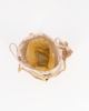 Immagine di MISS GLOBO - Pochette secchiello oro con strass e chiusura coulisse, tracolla catenina removibile