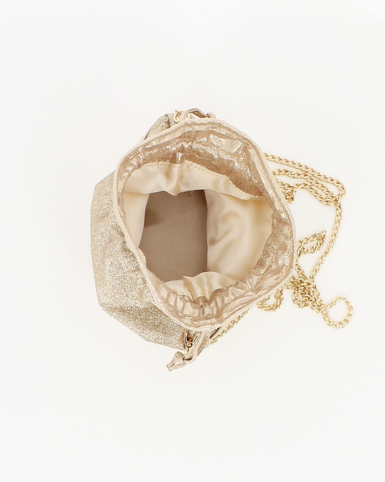 Pochette da sera, nera, con glitter e tracolla gioiello removibile