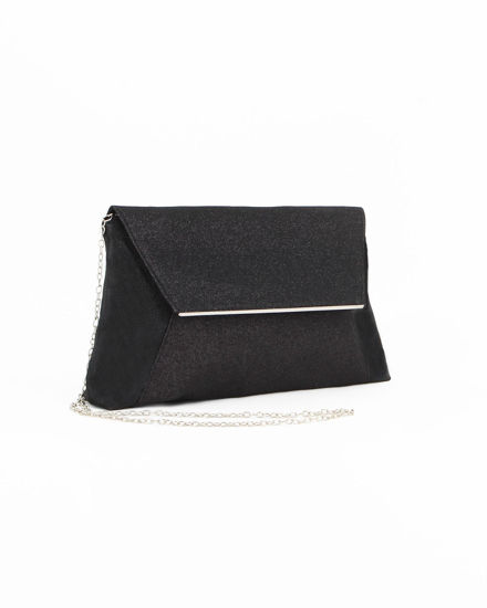 Immagine di MISS GLOBO - Pochette nera glitterata con patta