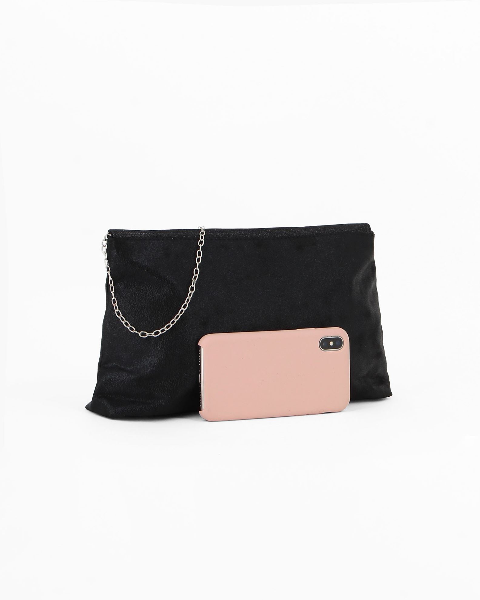 pochette da sera glitterata da donna con manico dorato e tracolla a