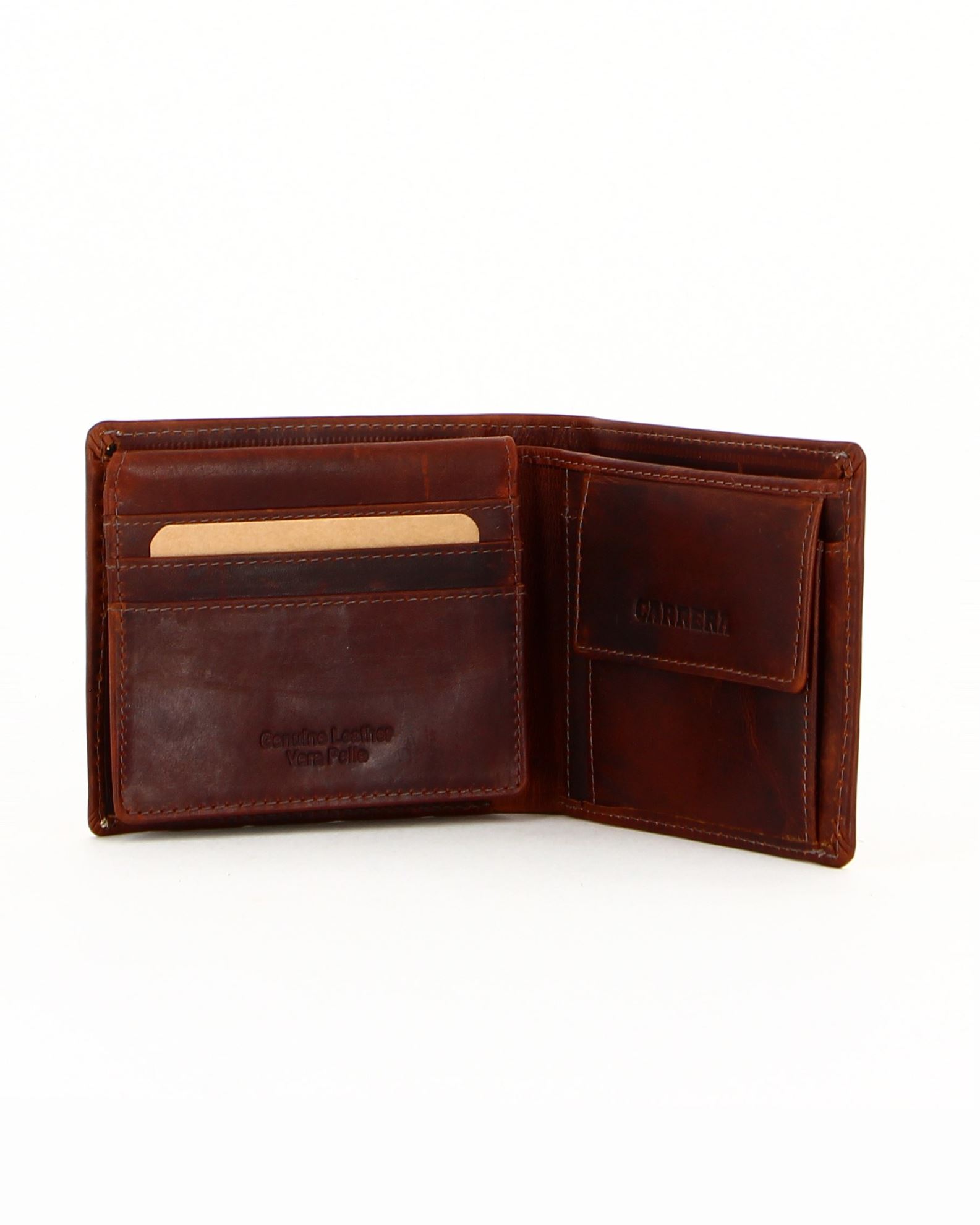 Portafoglio Donna Grande capacità moda portafogli LEAS, Vera Pelle, cognac scuro/dark cognac - Vintage-Collection 19,5x9,5x2cm (LxLxA