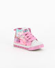 Immagine di CRY BABIES - Sneakers in tessuto alta da bambina rosa con dettagli glitter e luci, numerata 24/30