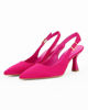 Immagine di MISS GLOBO - Décolleté fucsia a punta in raso MADE IN ITALY con cinturino alla caviglia, tacco 8cm