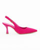 Immagine di MISS GLOBO - Décolleté fucsia a punta in raso MADE IN ITALY con cinturino alla caviglia, tacco 8cm