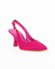 Immagine di MISS GLOBO - Décolleté fucsia a punta in raso MADE IN ITALY con cinturino alla caviglia, tacco 8cm