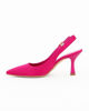 Immagine di MISS GLOBO - Décolleté fucsia a punta in raso MADE IN ITALY con cinturino alla caviglia, tacco 8cm