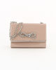 Immagine di MISS GLOBO - Pochette nude in vernice con fiocco e bordino in strass sulla patta