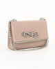 Immagine di MISS GLOBO - Pochette nude in vernice con fiocco e bordino in strass sulla patta