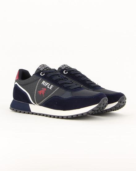 Immagine di RIFLE - Sneakers da uomo blu e bianca con dettagli rossi
