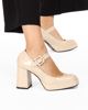Immagine di MISS GLOBO - Décolleté MADE IN ITALY beige verniciata a punta squadrata con sottopiede in VERA PELLE e cinturino, tacco 9cm