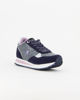 Immagine di RIFLE - Sneakers da donna blu e argento glitter con dettagli metallizzati e suola alta