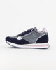 Immagine di RIFLE - Sneakers da donna blu e argento glitter con dettagli metallizzati e suola alta
