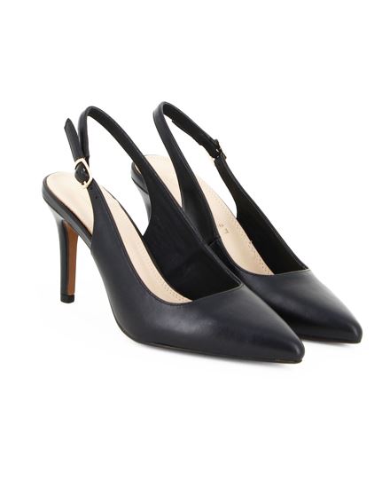Immagine di MISS GLOBO - Décolleté slingback nera con sottopiede in VERA PELLE, tacco 8cm