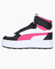 Immagine di PUMA - Sneakers alta da donna in VERA PELLE bianca e nera con dettagli rosa e suola alta - KARMEN REBELLE MID