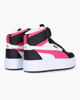 Immagine di PUMA - Sneakers alta da donna in VERA PELLE bianca e nera con dettagli rosa e suola alta - KARMEN REBELLE MID