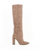 Immagine di MISS GLOBO - Stivale alto beige in camoscio, tacco 10CM