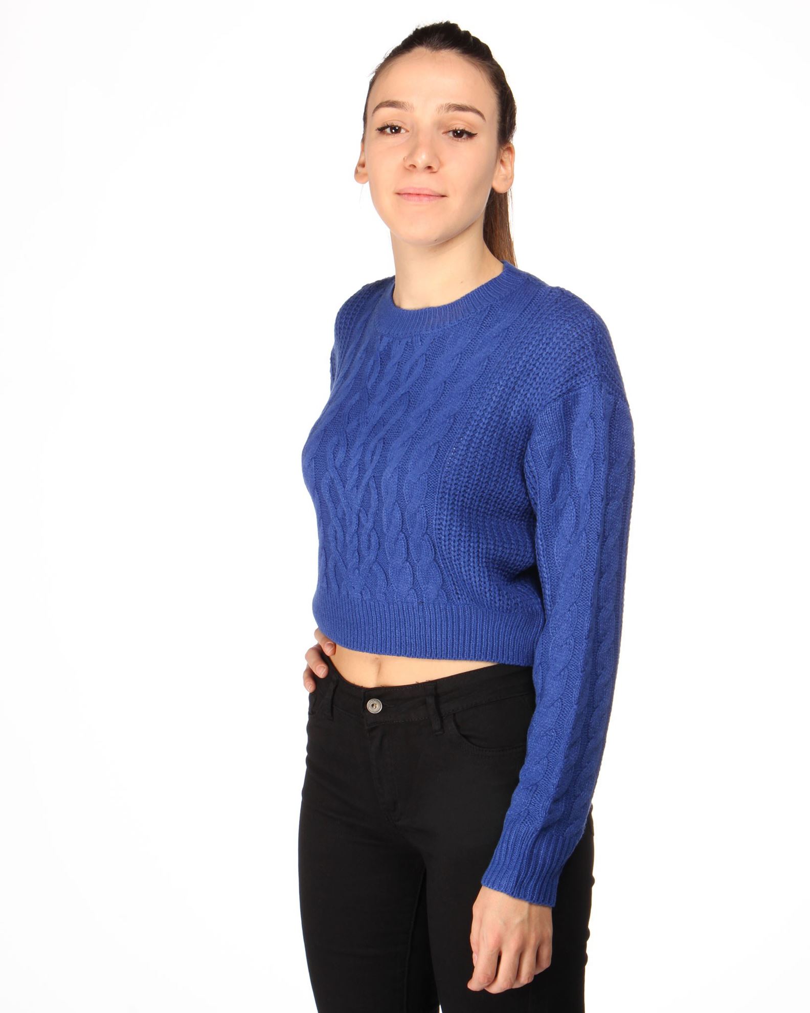 MAGLIONE DONNA MAGLIA GROSSA MULTICOLORE – MANICA LUNGA – GIROCCOLO – TAGLIE 8-16 - Foto 2