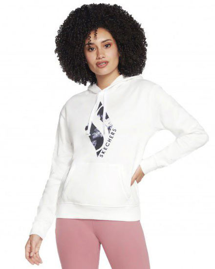 Immagine di SKECHERS - Felpa da donna bianca con cappuccio