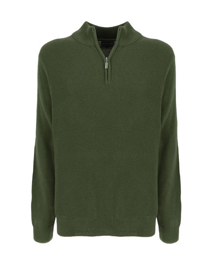 Immagine di BREZZA DI MARE - MAGLIA MANICA LUNGA MEZZA ZIP TESSUTO OPERATO FINEZZA F7