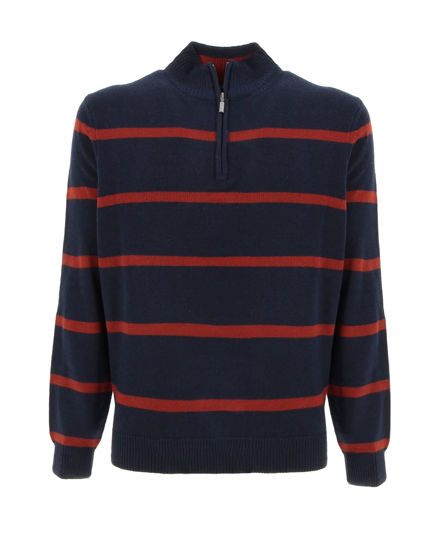 Immagine di BREZZA DI MARE - MAGLIA MANICA LUNGA 1/2 ZIP FINEZZA F7 RIGHE