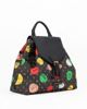 Immagine di CORTINA POLO STYLE - Zaino sacca nero con finta fibbia sulla patta e stampe multicolor