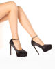 Immagine di MISS GLOBO - Pumps raso nero con doppio plateau e strass su cinturino, tacco 15cm