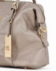 Immagine di MISS GLOBO - Borsa due manici bronzo con fibbie e ciondolo metallico con logo, tracolla removibile