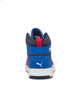 Immagine di PUMA - Sneakers alta bianca e blu con dettagli rossi e soletta in memory foam, numerata 36/39 - REBOUND JOY BLOCKED JR