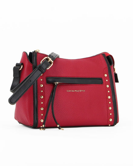 Immagine di CORTINA POLO STYLE - Tracolla rossa con tasca frontale e dettaglio rivetti