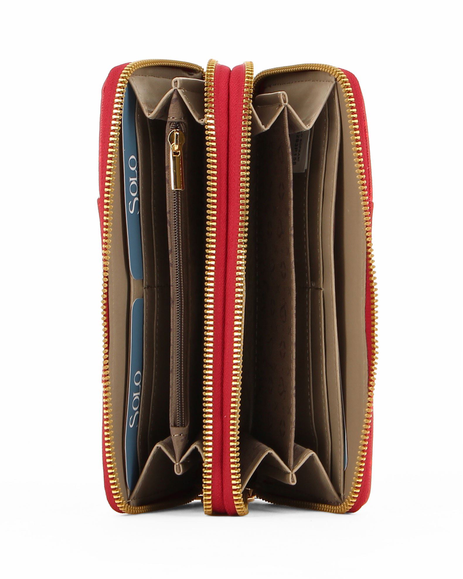 Akzent Portafoglio Uomo In Pelle – Rosso, 12x9x2 Cm, 10 Scomparti Carte, 2 Per Banconote, Portamonete, Regalo Per Papà