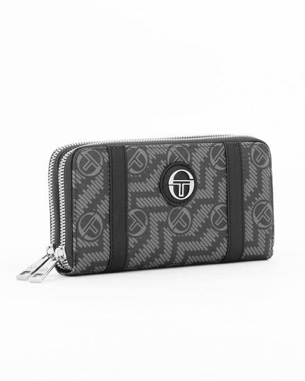 Immagine di Portafoglio donna nero con stampe logo,  con portacarte e portamonete - Sergio Tacchini