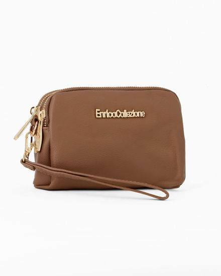 Immagine di ENRICO COLLEZIONE - Pochette terra con tre scomparti e portachiavi interno
