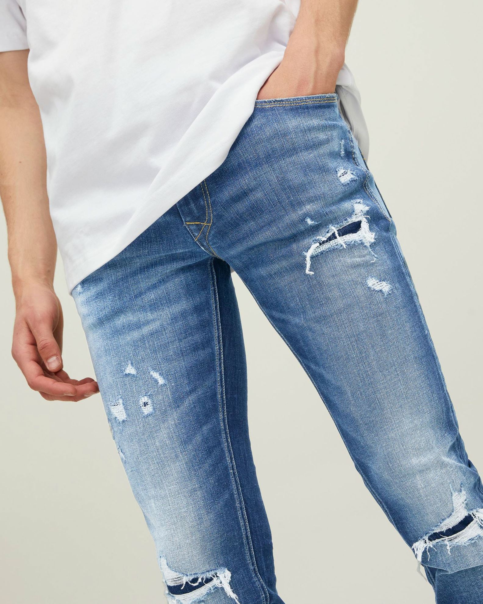 Jeans Jack Jones blu denim da uomo cinque tasche 12278270