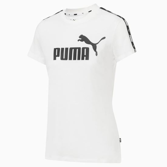 Immagine di PUMA - T shirt da donna girocollo bianca in cotone con logo nero