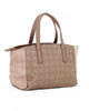 Immagine di LANCETTI - Borsa due manici loggata beige a fasce verticali con tracolla removibile