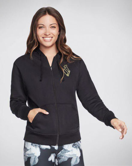 Immagine di SKECHERS -  Felpa donna nera, full zip con cappuccio
