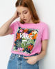 Immagine di VANS - T shirt girocollo da donna rosa con stampa floreale e logo bianco