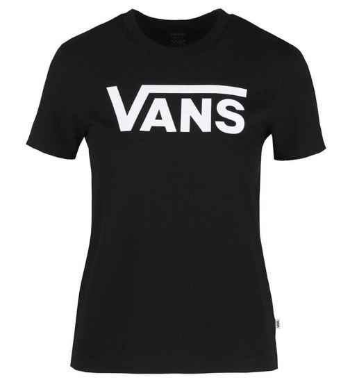Immagine di VANS - T shirt girocollo da donna nera con logo bianco