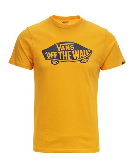 Immagine di VANS - T shirt girocollo da uomo gialla con logo blu scuro, slim fit