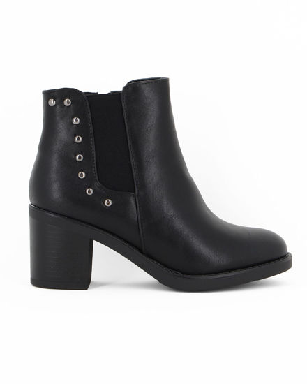 Immagine di ZOE - Tronchetto nero con borchie ed inserto elastcizzato - tacco 6,5cm