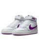 Immagine di NIKE - Sneakers alta bianca e argento in VERA PELLEcon dettagli viola, numerata 36/40 - COURT BOROUGH MID 2 GS