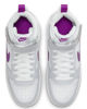 Immagine di NIKE - Sneakers alta bianca e argento in VERA PELLEcon dettagli viola, numerata 36/40 - COURT BOROUGH MID 2 GS