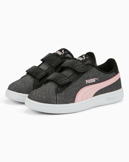 Immagine di PUMA - Sneakers da bambina nera glitter e rosa con doppio strappo e soletta in memory foam, numerata 20/27 - SMASH V2 GLITZ GLAM V INF