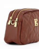 Immagine di ENRICO COVERI - Pochette marrone trapuntata con doppia zip, logo frontale e tracolla remobile
