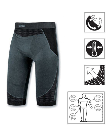 Immagine di BRUGI - Pantaloni corti da uomo grigi e neri termici traspiranti senza cuciture