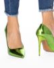 Immagine di MISS GLOBO - Décolleté specchiata verde con sottopiede in VERA PELLE - tacco 10,5