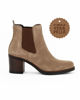 Immagine di ELLEN BLAKE - Beatles da donna beige chiaro in VERA PELLE scamosciata con zip laterale, tacco 6,5cm