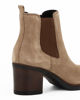 Immagine di ELLEN BLAKE - Beatles da donna beige chiaro in VERA PELLE scamosciata con zip laterale, tacco 6,5cm