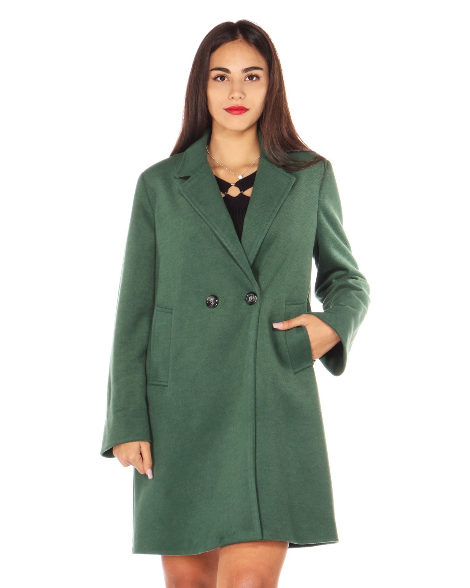 Cappotto Invernale Donna Doppiopetto Antivento | Colletto Rovesciato | Taglie Grandi | Autunno Inverno